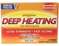 WellPatch Migraine & Headache Cooling Patch - Drug Free, Lasts Up to 12 hours, Safe to Use with Medication - Large Patches (4 Large Patches), Each 4.3 x 2 in & Mentholatum Deep Heating Pain Relieving Rub, Ultra Strength, 2 Tubes each