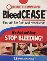 BleedCease First Aid for Cuts and Nosebleeds 25 Sterile Packings Each