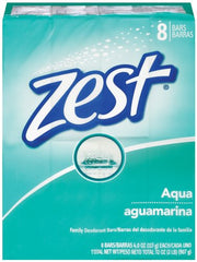 Zest Aqua Refreshing Deodorant Bar Soap 4 Ounce Family Set of 8 Bars