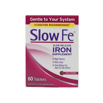 Slow FE Slow Release IRON Supplements High Potency Gentle on System 60 Tablets