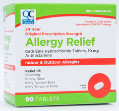Quality Choice 24 Hour Allergy Relief Cetrizine Hydrochloride Tablets, 10 mg Antihistamine 90 Tablets
