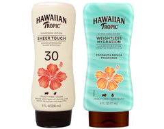 Hawaiian Tropic SPF 30 Broad Spectrum Sunscreen and After Sun Pack with 8oz Sheer Touch Moisturizing Sunscreen Lotion and 6oz Silk Hydration Weightless After Sun Lotion