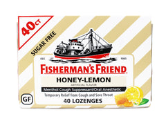 Fisherman's Friend Cough Drops, Cough Suppressant and Sore Throat Lozenges, Sugar Free Honey-Lemon, (1 Pack of 40)