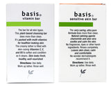 Basis Vitamin Bar Soap - Body Wash Bar Cleans and Softens with Vitamin C, E, and B5 - 4 oz. Bar & Basis Sensitive Skin Cleansing Bar - 4 oz