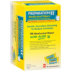 Preparation H Medicated Hemorrhoidal Wipes with Witch Hazel and Aloe 96 Count Each