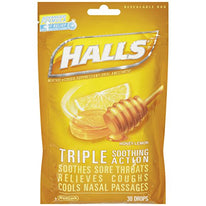 Halls Mentho-Lyptus Drops Honey-Lemon Cough Suppressant 30 Each