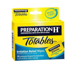 Preparation H Totables Irritation Relief Wipes 10 Each 