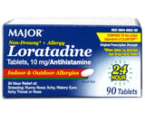 Major Non-Drowsy Allergy Loratadine 10mg Antihistamine, 90 Tablets