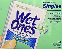 Wet Ones Sensitive Skin Hand & Face Wipes Fragrance Free 24 Individually Wrapped