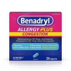 Benadryl Allergy Plus Congestion Ultra Tablets 24 Count Each