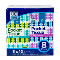 Quality Choice Tissue Pocket Packs 3-Ply White 8 Packets Each
