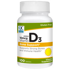 Quality Choice 10mcg Vitamin D3 Bone Support Tablets, 100 Count - Pack of 1