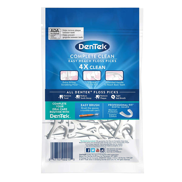 DENTEK COMPLETE CLEANBACK TEETH Floss Picks Curved to reach back teeth