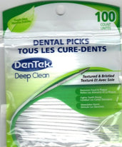DenTek DENTAL PICKS Deep Clean Mint Toothpicks Plaque Removers 100 Picks Each