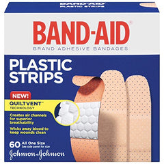 Band Aid Adhesive Bandages Plastic All One Size 60 sterile Bandages Each