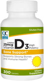 Quality Choice 25mcg Vitamin D3 Bone Support Tablets, 300 Count - Pack of 1