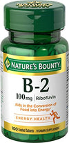 Nature's Bounty Vitamin B-2 100 mg Tablets 100 Tablets Each