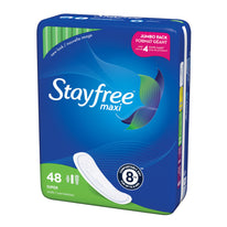 Stayfree Maxi Pads for Women Super - Dry Cool and Comfortable 48 Count