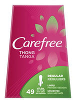 Carefree Thong Pantyliners with Wings Regular Unscented 49 Count