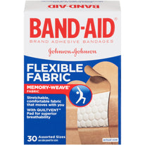 BAND AID Bandages Flexible Fabric Assorted Sizes 30 Each