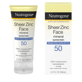Neutrogena Sheer Zinc Face Mineral Sunscreen SPF 50, 2 Fl. Oz. - Pack of 1