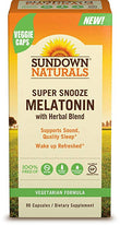 Sundown Naturals Super Sno Ouncee Melatonin Capsules 90 Count Each