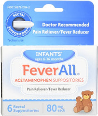 FeverAll Infants 6 Rectal Acetaminophen Suppositories 80mg Each