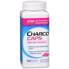CharcoCaps Anti-Gas Formula Dietary Supplement 100 Capsules