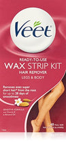 Veet Ready to Use Wax Strip Kit Hair Remover Legs & Body 40 Strips