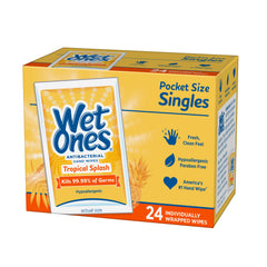 Wet Ones Antibacterial Hand Wipes Singles, Tropical Splash, 24 Ct
