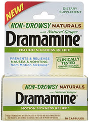 Dramamine Non-Drowsy Naturals with Natural Ginger 18 Capsules Each