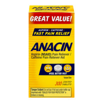 Anacin Fast Pain Relief Aspirin & Caffeine Pain Reliever 300 Coated Tablets Each