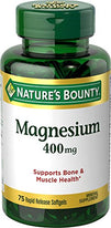 Nature's Bounty Magnesium 400 mg Supports Bone and Muscle Health 75 Softgels