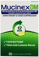 Mucinex DM 12-Hour Expectorant and Cough Supressant Tablets, 20 Count