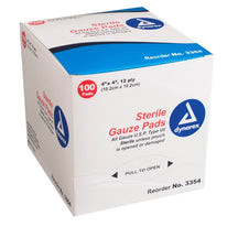 Dynarex Sterile Gauze Pads 4 X 4 12-Ply Single Wound Care #3354 100 Bandages