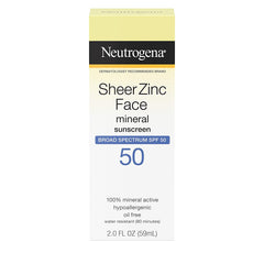 Neutrogena Sheer Zinc Face Mineral Sunscreen SPF 50, 2 Fl. Oz. - Pack of 1