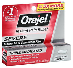 Orajel Severe Instant Pain Relief Toothache/Gum Max Triple Medicated Cream