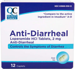 Quality Choice Anti-Diarrheal Loperamide HCI Tablets 2 mg 12 Caplets