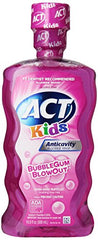 ACT Kids Anti Cavity Fluoride Rinse Bubblegum Blowout 16.9 Ounce