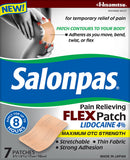 Salonpas Pain Relieving Flex Patch Lidocaine 4%, 7 Count