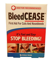 BleedCease Stop Bleeding First Aid for Cuts & Nosebleeds 5 Sterile Packs Each