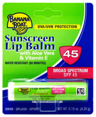 Banana Boat Aloe Vera with Vitamin E Sunscreen Lip Balm, SPF 45 - 0.15  Ounce
