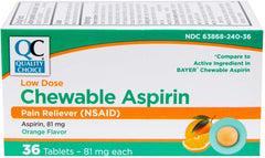 Quality Choice Low Dose Orange Flavored Chewable Aspirin, 36 Tablets