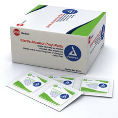 Dynarex Alcohol Prep Pads Medium #1113 200 Latex Free Sterile Pads