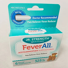 Feverall Acetaminophen Suppositories JR Strength 325mg 6 Count Each
