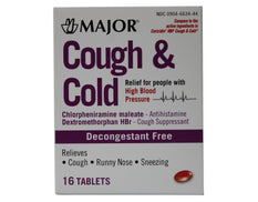 Major Cough & Cold Relief for People with High Blood Pressure 16 Tablets