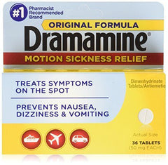 Dramamine Motion Sickness Relief Original Formula 36 Tablets 50 MG Each