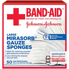 JOHNSON & JOHNSON Red Cross Mirasorb Gauze Sponges 4 Inches X 4 Inches 50 Count