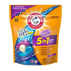 Arm Hammer Plus OxiClean with Odor Blasters Fresh Burst Laundry Detergent, 5-IN-1 Power Paks, 24 per Pack