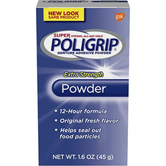 Super Poligrip Extra Strength 12h Denture Adhesive Powder 1.6 Ounce
